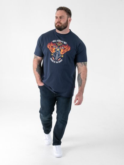 D555 Hockney Camiseta con Estampado de Motocicleta Azul Marino - Camisetas - Camisetas - 2XL-14XL