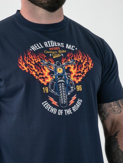 D555 Hockney Camiseta con Estampado de Motocicleta Azul Marino - Camisetas - Camisetas - 2XL-14XL