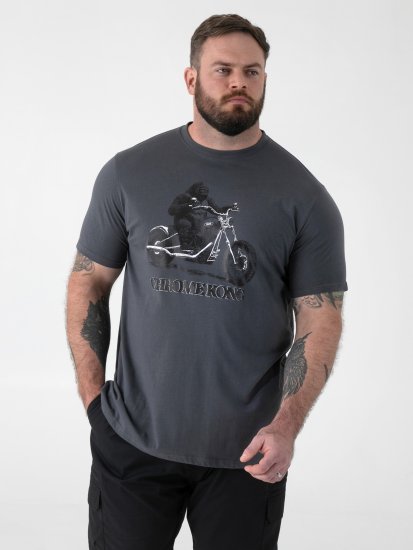D555 Craig Gorilla Biker Camiseta con Estampado Gris Oscuro - Camisetas - Camisetas - 2XL-14XL