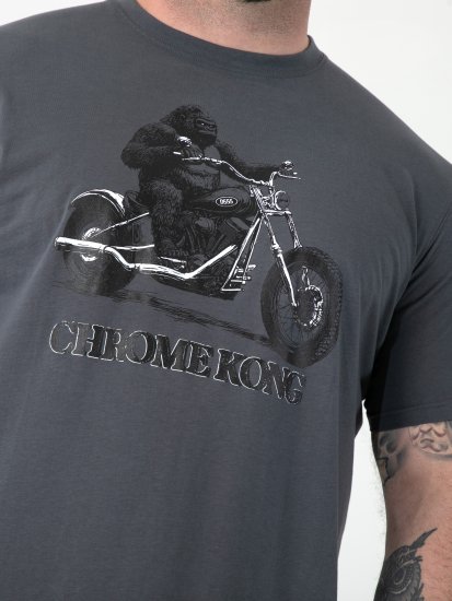 D555 Craig Gorilla Biker Camiseta con Estampado Gris Oscuro - Camisetas - Camisetas - 2XL-14XL