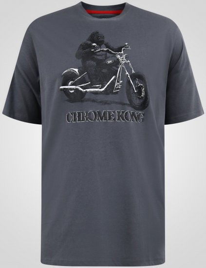 D555 Craig Gorilla Biker Camiseta con Estampado Gris Oscuro - Camisetas - Camisetas - 2XL-14XL