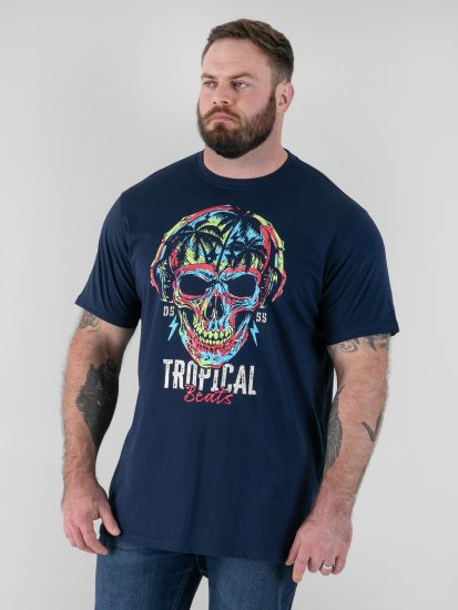 D555 Linton Camiseta con Estampado de Calavera Multicolor Azul Marino - Camisetas - Camisetas - 2XL-14XL