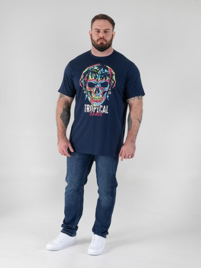 D555 Linton Camiseta con Estampado de Calavera Multicolor Azul Marino - Camisetas - Camisetas - 2XL-14XL