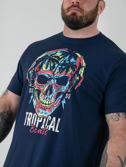 D555 Linton Camiseta con Estampado de Calavera Multicolor Azul Marino - Camisetas - Camisetas - 2XL-14XL
