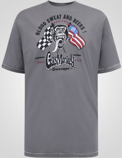 D555 Jasper Official Gas Monkey Camiseta con Estampado Gris - Camisetas - Camisetas - 2XL-14XL