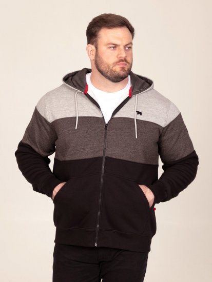 D555 Fitzgerald Zip Through Hoody With Cut & Sew Panels Negro - Sudaderas - Sudaderas 2XL-12XL
