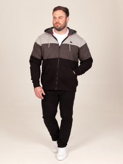 D555 Fitzgerald Zip Through Hoody With Cut & Sew Panels Negro - Sudaderas - Sudaderas 2XL-12XL
