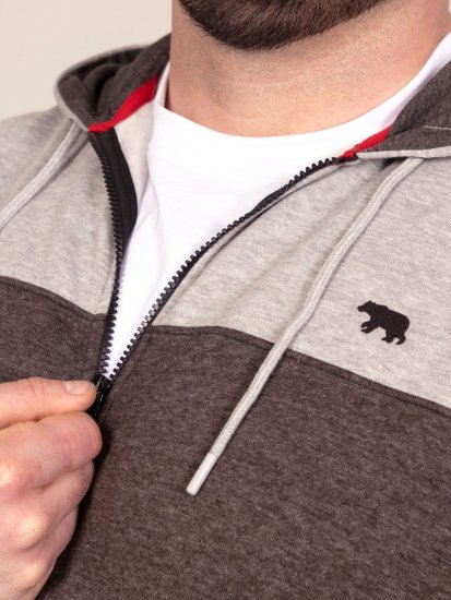D555 Fitzgerald Zip Through Hoody With Cut & Sew Panels Negro - Sudaderas - Sudaderas 2XL-12XL