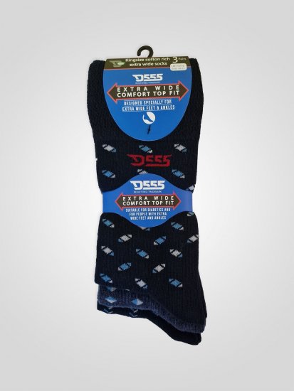 D555 Harold 3 Extra Wide Comfort Fit Socks 3-pack Navy/Denim - Ropa interior - Ropa interior 2XL-8XL