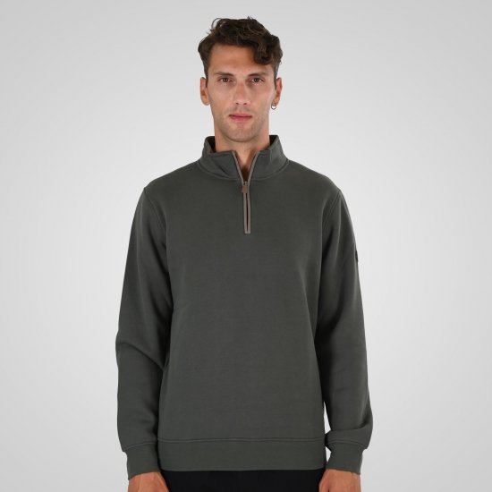 Double Outfitters MTOP-1163 Sudadera con media cremallera Caqui - Sudaderas - Sudaderas 2XL-12XL