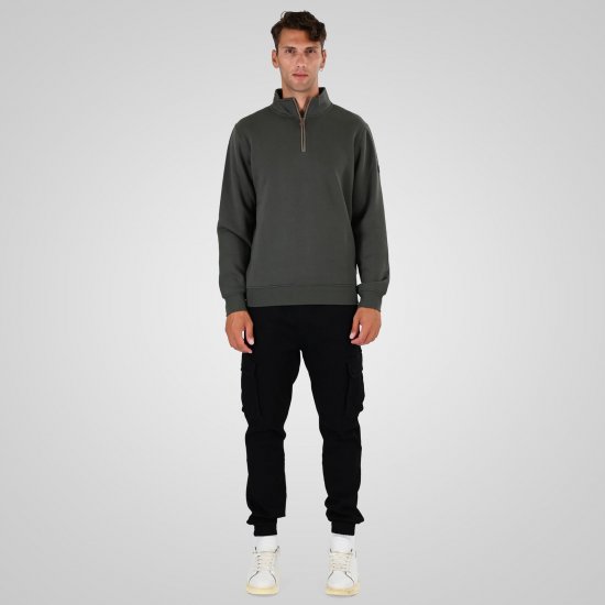 Double Outfitters MTOP-1163 Sudadera con media cremallera Caqui - Sudaderas - Sudaderas 2XL-12XL