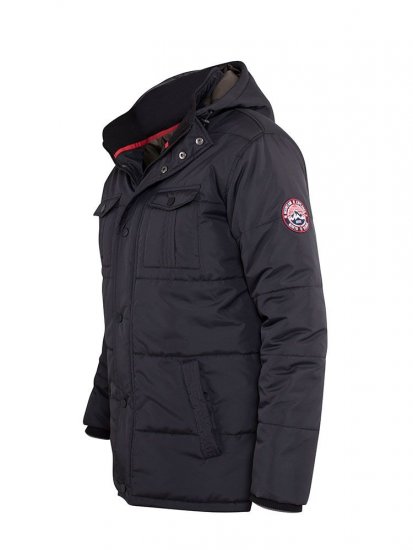 D555 Lonsdale Parka Style Jacket With Embroidery Patch On Sleeve Black - Chaquetas - Chaquetas Tallas Grandes 2XL-8XL