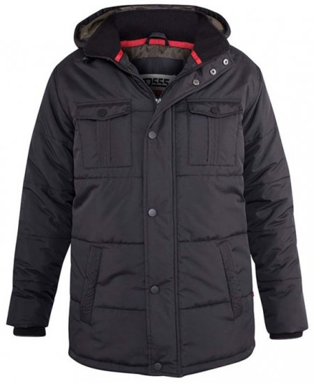 D555 Lonsdale Parka Style Jacket With Embroidery Patch On Sleeve Black - Chaquetas - Chaquetas Tallas Grandes 2XL-8XL