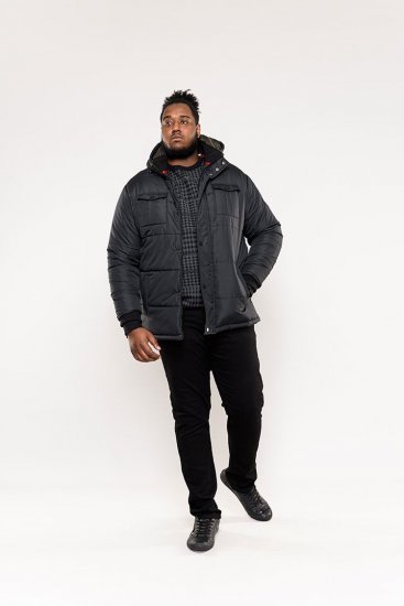 D555 Lonsdale Parka Style Jacket With Embroidery Patch On Sleeve Black - Chaquetas - Chaquetas Tallas Grandes 2XL-8XL