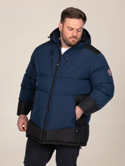 D555 Hank Ripstop Contrast Panelled Padded Hooded Jacket Azul marino - Chaquetas - Chaquetas Tallas Grandes 2XL-8XL