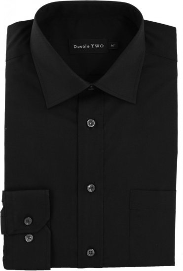 Double TWO Non-Iron Poplin Long Sleeve Black - Camisas - Camisas 2XL-10XL