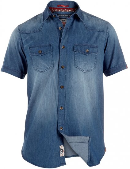 D555 Gilbert Short Sleeve Vintage Denim Shirt - Camisas - Camisas 2XL-10XL