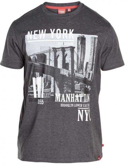 D555 Wesley New York Crew Neck T-Shirt Charcoal - Camisetas - Camisetas - 2XL-14XL