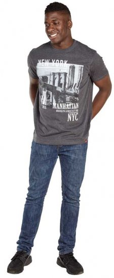 D555 Wesley New York Crew Neck T-Shirt Charcoal - Camisetas - Camisetas - 2XL-14XL