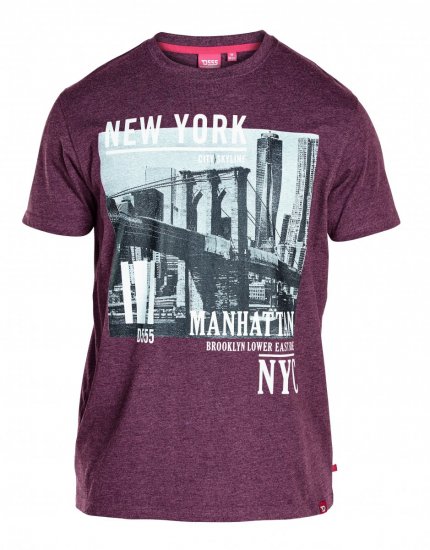 D555 Wesley New York T-Shirt Burgundy - Camisetas - Camisetas - 2XL-14XL