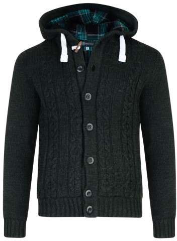 Kam Jeans Padded Knitted Cardigan Dk Green - Sudaderas - Sudaderas 2XL-12XL