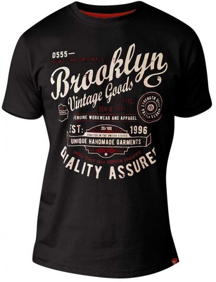 D555 NEAL Brooklyn Crew Neck T-Shirt Black - Camisetas - Camisetas - 2XL-14XL