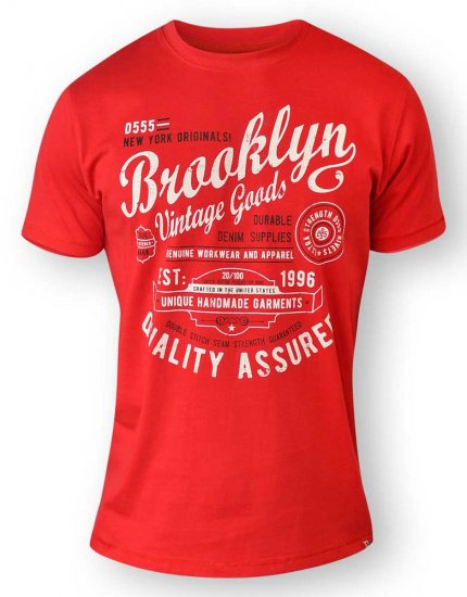 D555 NEAL Brooklyn Crew Neck T-Shirt Red - Camisetas - Camisetas - 2XL-14XL