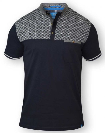 D555 MAURICE Top Paneled Short Sleeve Polo Navy - Polos - Polos 2XL-8XL