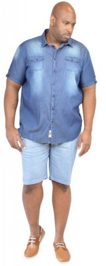D555 DESTIN Twin Pocket Short Sleeve Vintage Denim Shirt - Camisas - Camisas 2XL-10XL