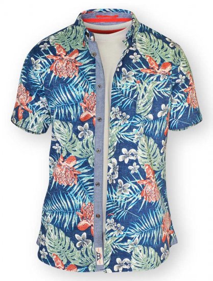 D555 ENRIQUE Short Sleeve Hawaiian Leaf Shirt & T-shirt Combo - Camisas - Camisas 2XL-10XL