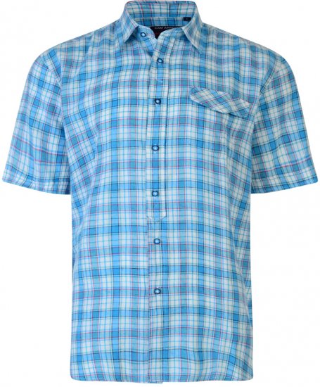 Kam Jeans Short Sleeve Check Shirt Turquoise - Camisas - Camisas 2XL-10XL