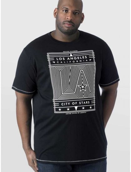 D555 OAKLEY LA Geometric Print Crew Neck T-Shirt Black - Camisetas - Camisetas - 2XL-14XL