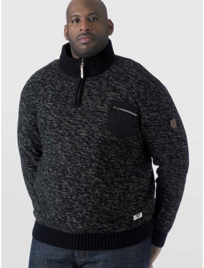 D555 REMINGTON Sweater With Woven Zipper Chest Pocket Black/Charcoal - Sudaderas - Sudaderas 2XL-12XL