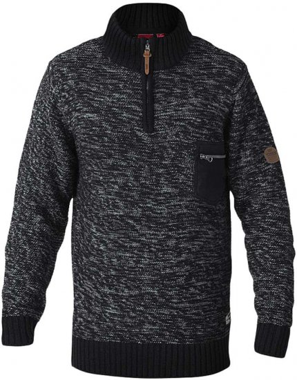 D555 REMINGTON Sweater With Woven Zipper Chest Pocket Black/Charcoal - Sudaderas - Sudaderas 2XL-12XL