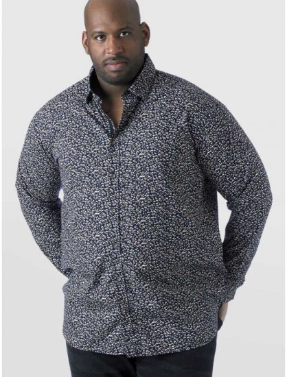 D555 Radcliff LS Printed Shirt Navy - Camisas - Camisas 2XL-10XL