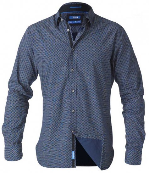 D555 Scott LS Printed Shirt Blue - Camisas - Camisas 2XL-10XL