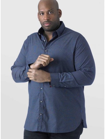 D555 Scott LS Printed Shirt Blue - Camisas - Camisas 2XL-10XL