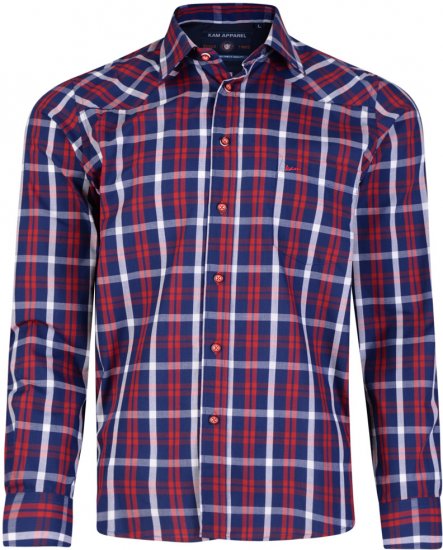 Kam Jeans 6143 Long Sleeve Shirt Red - Camisas - Camisas 2XL-10XL