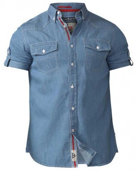D555 Nathan Short Sleeve Shirt Blue - Camisas - Camisas 2XL-10XL