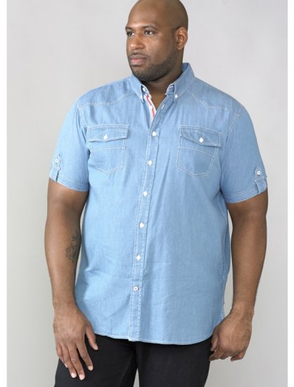D555 Nathan Short Sleeve Shirt Blue - Camisas - Camisas 2XL-10XL