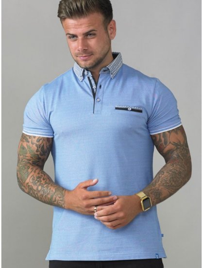 D555 Journey Fine Melange Polo Blue - Polos - Polos 2XL-8XL