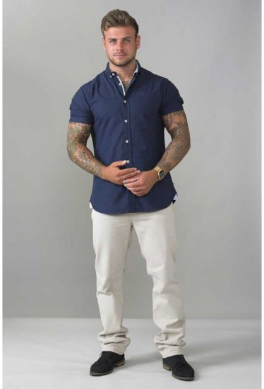 D555 Norman Short Sleeve Oxford Shirt Navy - Camisas - Camisas 2XL-10XL