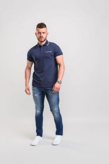 D555 Rogers Printed Polo Navy - Polos - Polos 2XL-8XL