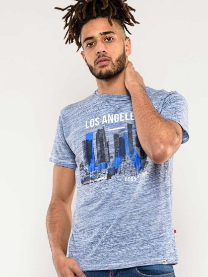 D555 Hobart LA Printed T-Shirt Blue - Camisetas - Camisetas - 2XL-14XL