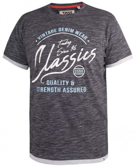 D555 Albury Black Double Layer Printed T-Shirt - Camisetas - Camisetas - 2XL-14XL