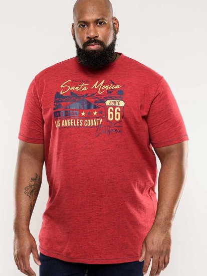 D555 Brisbane Santa Monica Route 66 Printed T-Shirt Red - Camisetas - Camisetas - 2XL-14XL