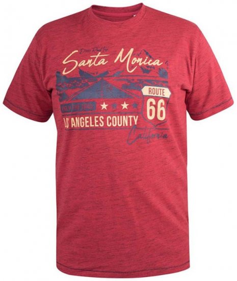 D555 Brisbane Santa Monica Route 66 Printed T-Shirt Red - Camisetas - Camisetas - 2XL-14XL