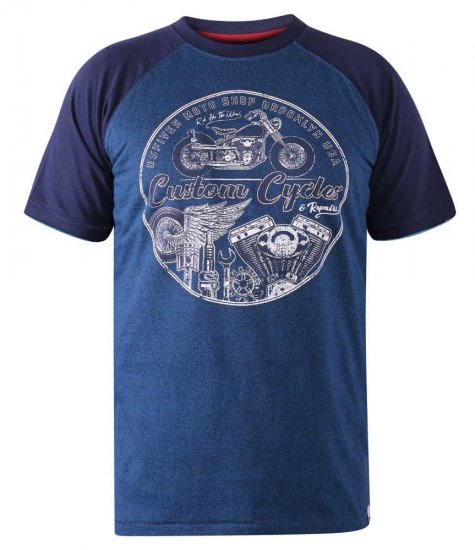 D555 Porter Raglan Sleeve Printed T-Shirt Blue - Camisetas - Camisetas - 2XL-14XL