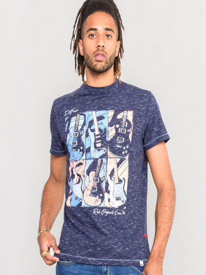 D555 Warner Guitar Printed T-Shirt Navy - Camisetas - Camisetas - 2XL-14XL