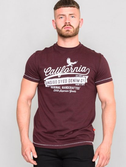 D555 Wharf California Eagle Printed T-Shirt Burgundy - Camisetas - Camisetas - 2XL-14XL